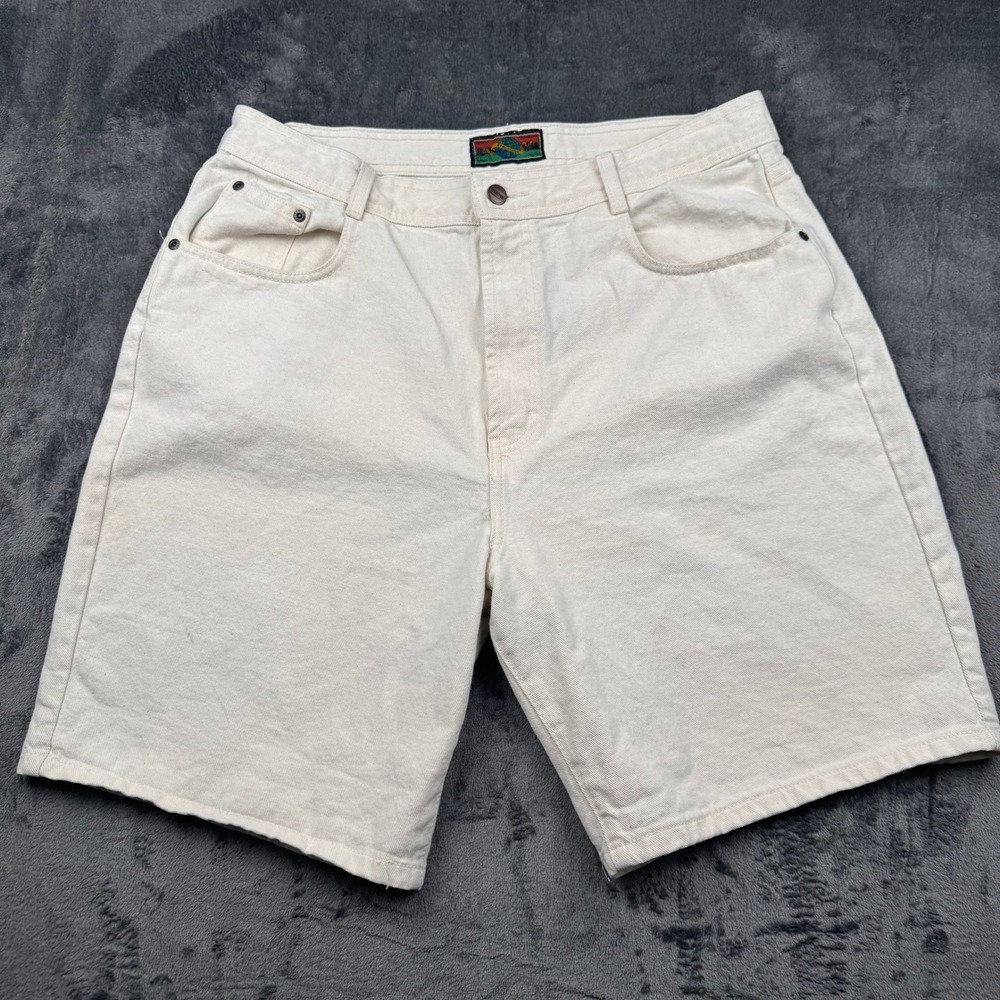 Vintage Structure Mens 38 Cream Denim Shorts Y2K Made in USA Off White Jean 0039
